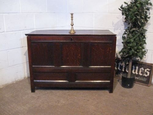 fig 1. ANTIQUE EARLY GEORGIAN COUNTRY PEG JOINED OAK COFFER CHEST BOX C1720 WDB4870/7.9