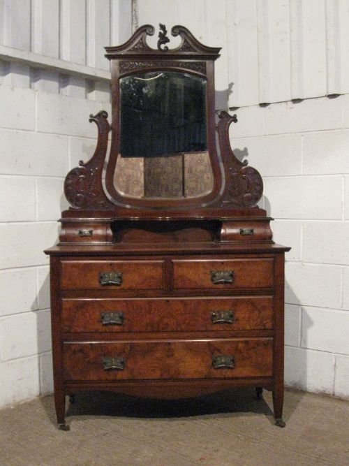 Antique Victorian Art Nouveau Walnut and Mahogany Princess Dressing Table C1890 Wdb4980/7.9
