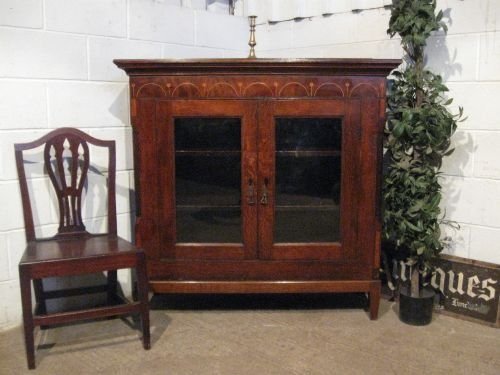 Antique Georgian Oak and Mahogany Inlaid Floor Standing Bookcase C1780 Wdb6013/13.9