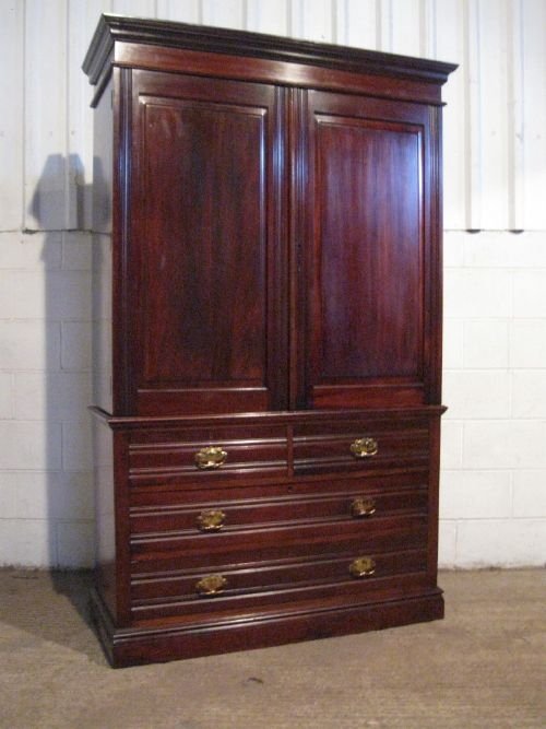 Antique Edwardian Mahogany Wardrobe Clothes Linen Press C1900 Wdb5996 /13.9