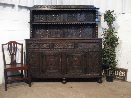 fig 1. ANTIQUE GEORGIAN CARVED OAK DRESSER SIDEBOARD C1780 WDB6012/13.9