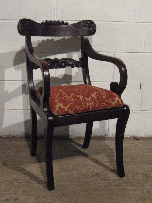 Antique William 1v Cuban Mahogany Elbow Library Desk Chair C1830 Wdb6006/13.9