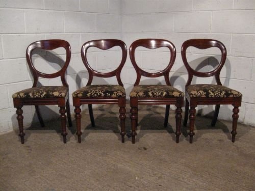 Set Four Antique Victorian Mahogany Baloon Back Dining Chairs C1880 Wdb5992/13.9