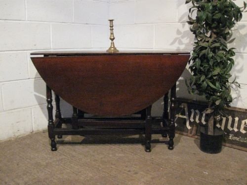Antique Early Georgian Joined Country Oak Drop Leaf Gate Leg Dining Table Seats 4-6 C1720 Wdb4839/13.9