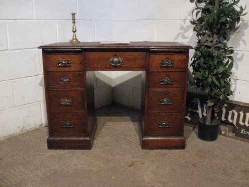 Antique Victorian Oak Twin Pedastal Kneehole Desk C1880 Wdb6022/20.9