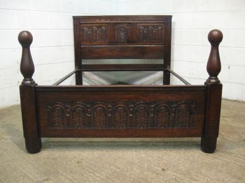 Antique Late Victorian Carved Solid Oak Double Bed C1890 Wdb6036/20.9