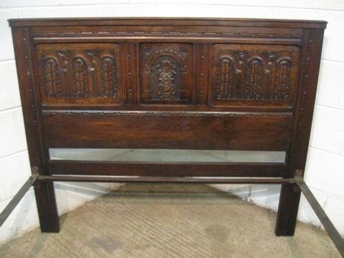 fig 1. ANTIQUE LATE VICTORIAN CARVED SOLID OAK DOUBLE BED C1890 WDB6036/20.9