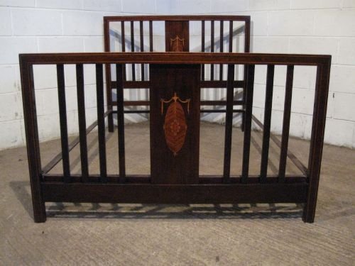 Antique Edwardian Mahogany Inlaid Double Bed C1900 Wdb6041/20.9
