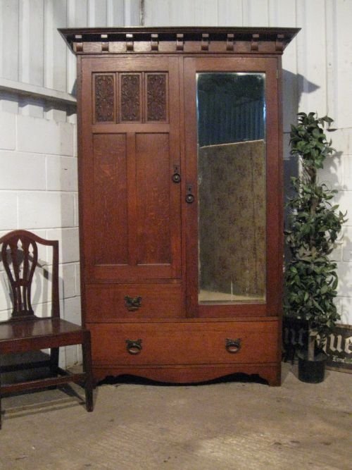 Antique Victorian Arts & Crafts Oak Double Wardrobe C1890 Wdb6028/20.9