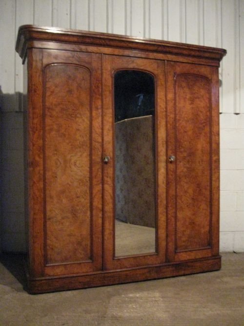 Antique Victorian Burr Walnut Triple Wardrobe Compactum C1880 Wdb5978/27.9