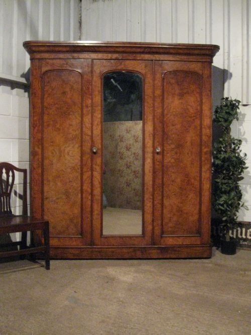 fig 1. ANTIQUE VICTORIAN BURR WALNUT TRIPLE WARDROBE COMPACTUM C1880 WDB5978/27.9