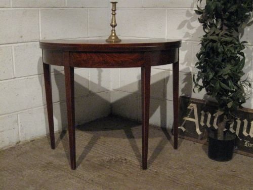 Lovely Antique Georgian Regency Mahogany Demi Lune Fold Over Tea Games Table with Fine Inlay C1800 Wdb6048/27.9