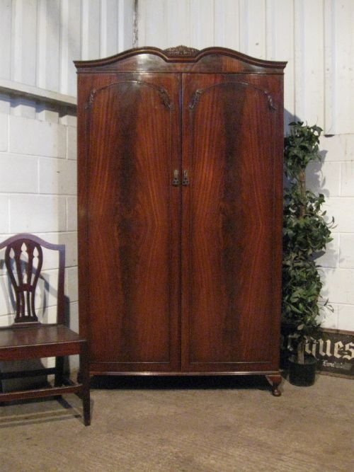 Antique Flamed Mahogany French Louis Style Double Wardrobe C1920 Wdb6057/27.9