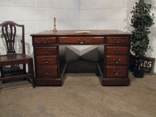 Antique Victorian Mahogany Twin Pedastal Leather Topped Desk C1890 Wdb6055/29.9