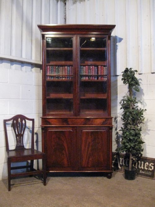 Antique William 1v Flamed Mahogany Library Bookcase C1820 Wdb6018/6.10