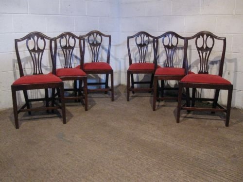 Antique Set Six Georgian Hepplewhite Mahogany Dining Chairs C1790 Wdb6061/6.10