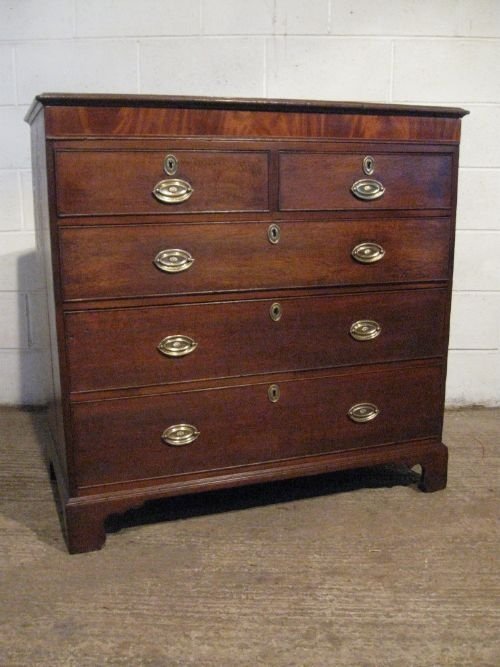 Antique Georgian Oak & Mahogany Chest of Drawers with Secret Drawer C1780 Wdb6016/6.10