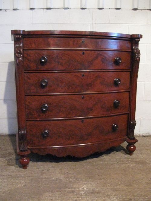 Antique Victorian Mahogany Bow Fronted Scotch Chest of Drawers C1860 Wdb6059/12.10