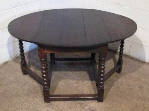 Antique James 11 Period Country Joined Oak Gate Leg Dining Table C1660 Wdb4883/12.10
