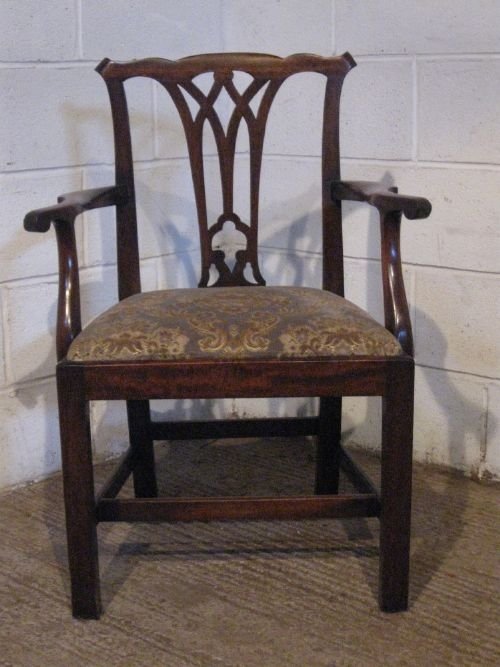 fig 1. ANTIQUE GEORGIAN CHIPPENDALE MAHOGANY ELBOW DESK SIDE CHAIR C1780 WDB6000/12.10
