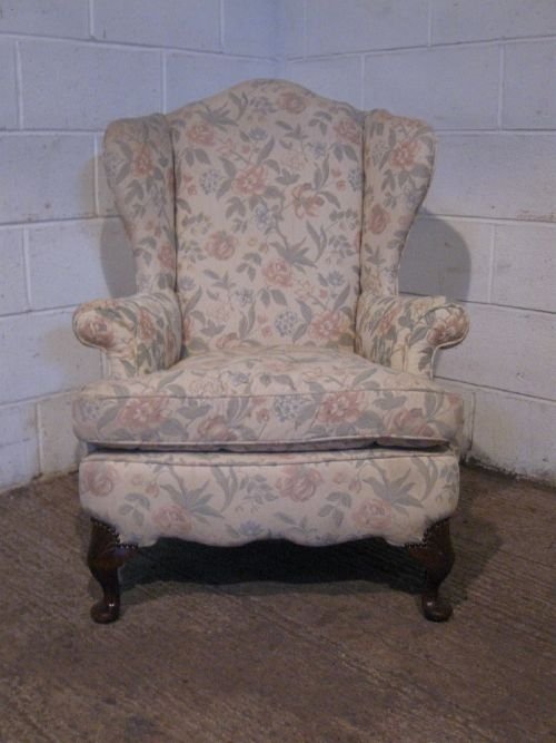 Antique Edwardian Georgian Revival Upholstered Wing Armchair C1900 Wdb6084/12.10