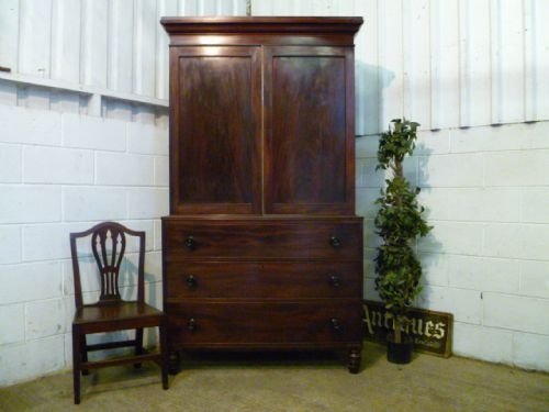 Antique Georgian Mahogany Linen Press on Chest C1780 Wdb4685/19.10
