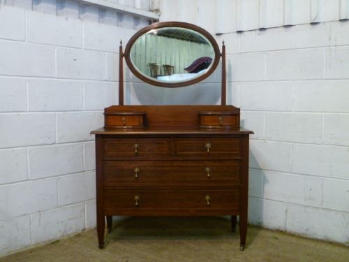 fig 2. ANTIQUE EDWARDIAN MAHOGANY MATCHING DOUBLE WARDROBE AND DRESSING TABLE CHEST C1900 WDB5986/19.10