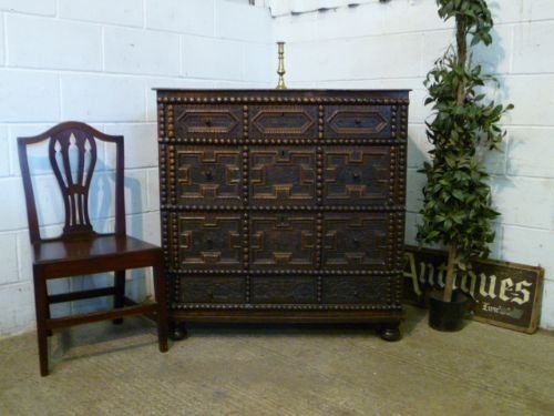 Antique James 11 17th Century Geometric Oak Chest of Drawers C1680 Wdb6092/19.10