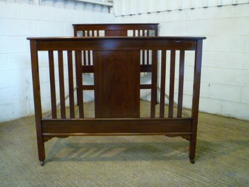 Antique Edwardian Mahogany Inlaid Double Bed C1900 Wdb4823/19.10