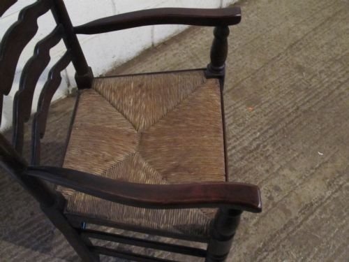 fig 2. ANTIQUE SET EIGHT VICTORIAN COUNTRY OAK LADDER BACK DINING CHAIRS 6 CHAIRS + 2 CARVERS C1880 WDB4486/5993/19.10