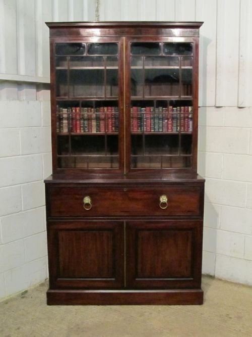 fig 1. ANTIQUE GEORGIAN REGENCY MAHOGANY SECRETAIRE BOOKCASE C1800 WDB6077/8.11