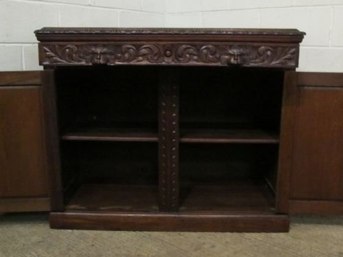 fig 1. ANTIQUE VICTORIAN CARVED GOTHIC OAK SIDEBOARD CHIFFONIER CUPBOARD C1860 WDB6079/8.11
