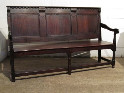 Antique Georgian Oak Peg Joined  Hall Settle Bench C1780 Wdb6115/8.11