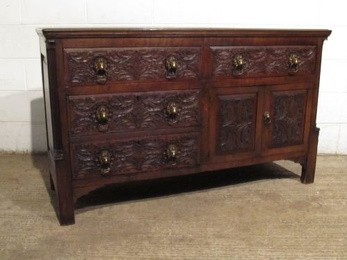 Antique Early Victorian Carved Oak and Peg Joined Sideboard C1840 Wdb6093/8.11