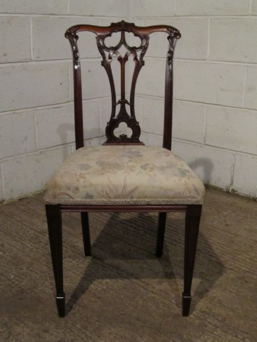 fig 1. PAIR ANTIQUE EDWARDIAN MAHOGANY CHIPPENDALE SIDE CHAIRS WDB6120/8.11