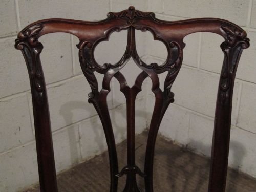 fig 2. PAIR ANTIQUE EDWARDIAN MAHOGANY CHIPPENDALE SIDE CHAIRS WDB6120/8.11