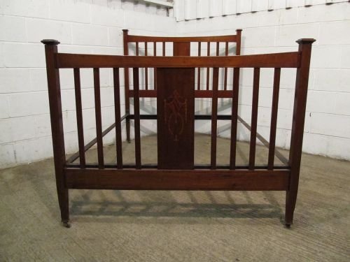 Antique Edwardian Mahogany Inlaid Double Bed Wdb4730/8.11