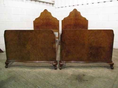 Antique Pair Superb Quality Edwardian Burr Walnut Single Beds Wdb6102/8.11