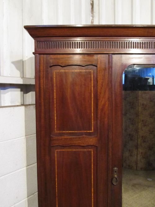 fig 1. ANTIQUE EDWARDIAN MAHOGANY INLAID DOUBLE WARDROBE C1900 WDB6118/15.11
