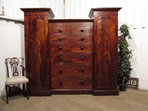 Antique Victorian Flamed Mahogany Wardobe Compactum Armoire C1860 Wdb4440/20.2