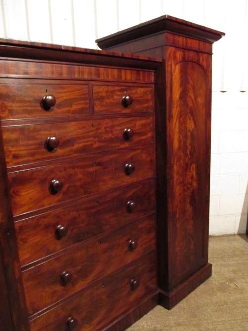 fig 1. ANTIQUE VICTORIAN FLAMED MAHOGANY WARDOBE COMPACTUM ARMOIRE C1860 WDB4440/20.2