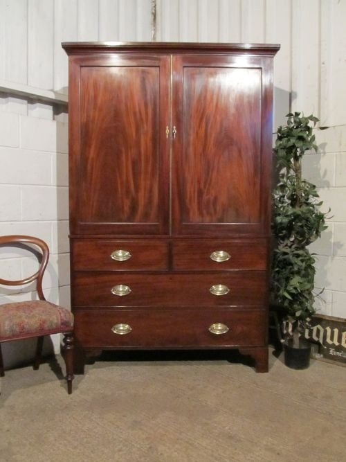 Antique Regency Mahogany Clothes Press Wardrobe Armoire C1800 Wdb6148/22.11