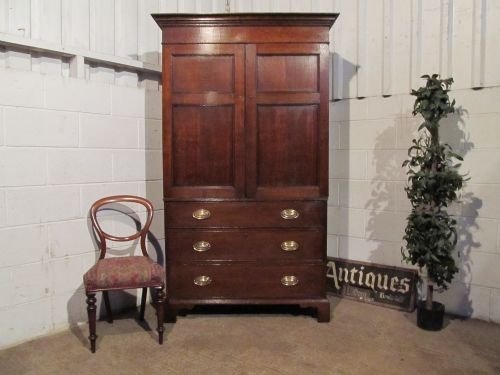 Antique Georgian Oak Linen Press Wardrobe Armoire C1780 Wdb6149/22.11