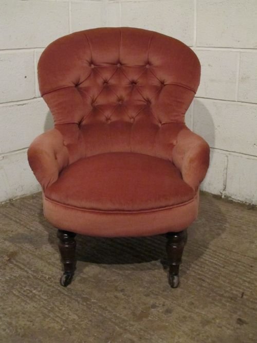 fig 1. ANTIQUE VICTORIAN BUTTON BACK VELVET TUB CHAIR C1880 WDB6164/29.11
