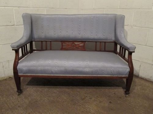 fig 1. ANTIQUE EDWARDIAN ARTS & CRAFTS SMALL MAHOGANY SOFA C1900 WDB6144/29.11