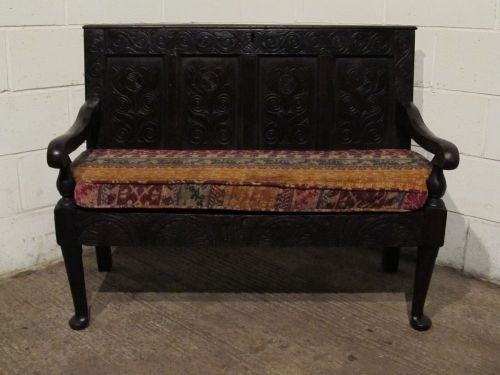 fig 1. ANTIQUE GEORGIAN OAK HALL BENCH SETTLE POSSIBLY WESTMORELAND ORIGINS C1780 WDB6143/29.11