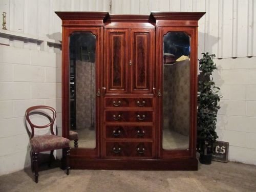 Superb Antique Edwardian Mahogany Triple Wardrobe Compactum C1900 Wdb6126/29.11