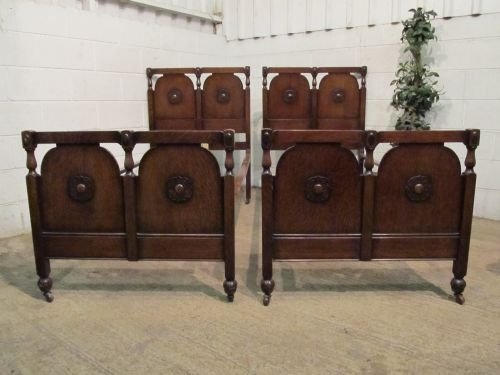 Superb Pair Antique Edwardian Oak Single Beds by Staples & Co Manufacturer to Hm King George V C1915  Wdb6130/29.11