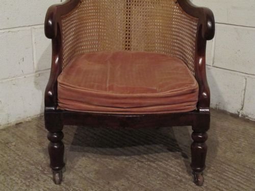 fig 2. ANTIQUE REGENCY MAHOGANY BERGERE LIBRARY CHAIR C1800 WDB6161/6.11