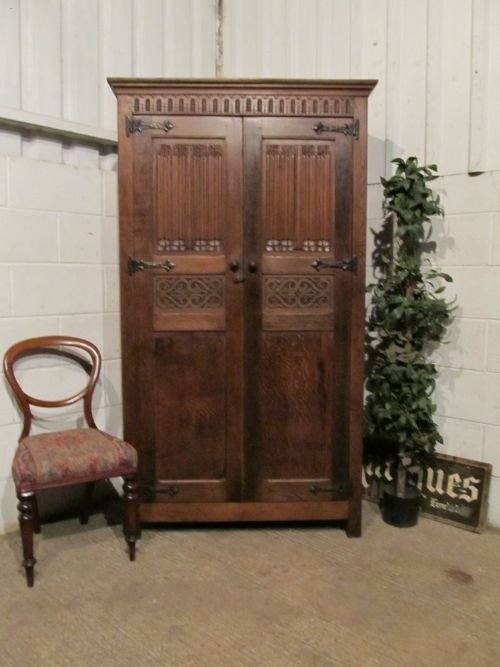 Antique Victorian Tudor Oak Peg Joined Wardrobe C1880 Wt6150a/6.12